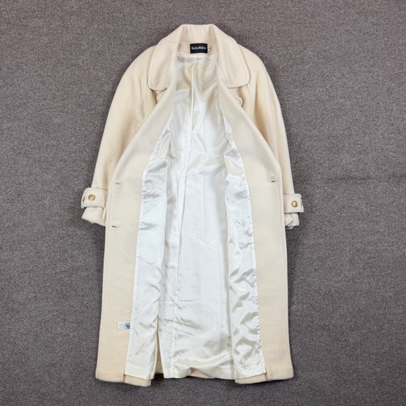 Vintage Marilyn Wallace Ivory 100% Wool Long Double Breasted Overcoat Women’s 12 - Picture 7 of 15